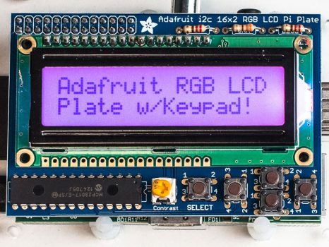 Raspberry PI kijelző RGB pozitív 16x2 LCD + billentyűzet KIT i2c interfésszel