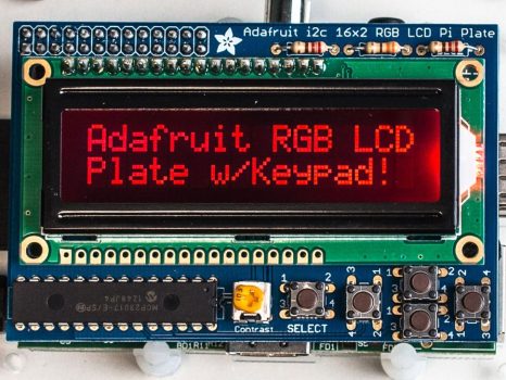 Raspberry PI kijelző RGB negatív 16x2 LCD + billentyűzet KIT i2c interfésszel