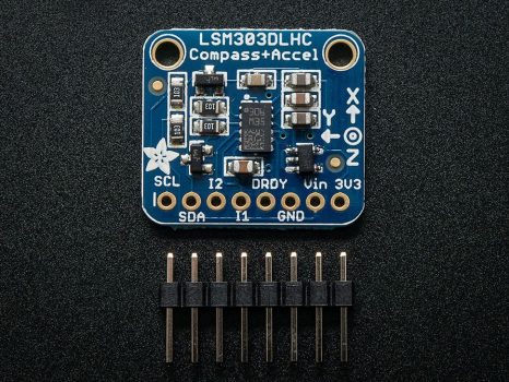 Adafruit 3 irányú gyorsulás és Mágnesesség érzékelő (iránytű) szenzor I2C interfésszel - LSM303
