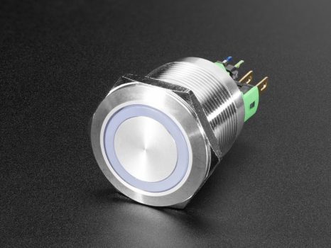 Fém nyomógomb világító RGB LED gyűrűvel - Vízálló 22mm 6V RGB