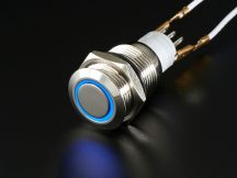 Fém nyomógomb világító kék LED gyűrűvel - Vízálló