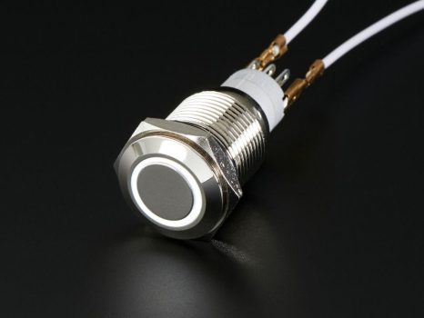 Fém nyomógomb világító fehér LED gyűrűvel - Vízálló