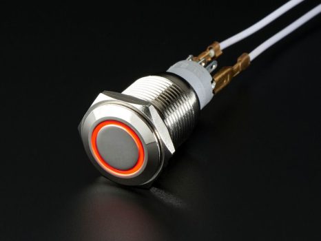 Fém ON/OFF kapcsoló világító piros LED gyűrűvel - Vízálló