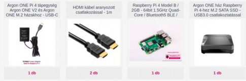 Raspberry PI4 2GB - Argon M.2 SATA házzal 18W tápegységgel - SSD nélkül