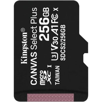 KINGSTON 256GB micSDHC Canvas Select Plus 100R A1 C10 - Telepített rendszerrel PI5-höz