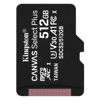 KINGSTON 512GB micSDHC Canvas Select Plus 100R A1 C10 - Telepített rendszerrel PI5-höz