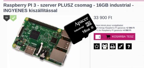Raspberry PI 3 - szerver csomag - 16GB industrial