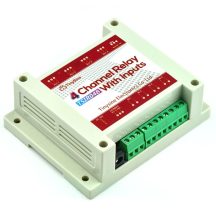   TSIR04B 4 csatornás WIFI relémodul 12V - DS18B20 támogatással - 4 kimenet + 4 optikailag leválasztott bemenet  DIN Házban