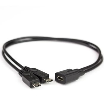 Dual USB-microUSB tápegység kábel 25cm