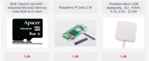 Raspberry Pi Zero 2 W + 8GB Industrial microSD + Hivatalos microUSB tápegység