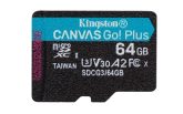  Kingston 64GB SD micro Canvas Go! Plus (SDXC Class 10 UHS-I U3) (SDCG3/64GBSP) memória kártya