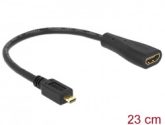   Delock High Speed HDMI-kábel  Ethernettel - HDMI Micro-D dugó > HDMI-A hüvely 23 cm - Raspberry PI 4-hez dual monitor csatlakoztatáshoz