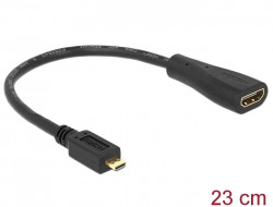 Delock High Speed HDMI-kábel  Ethernettel - HDMI Micro-D dugó > HDMI-A hüvely 23 cm - Raspberry PI 4-hez dual monitor csatlakoztatáshoz