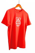 Piros pamut póló Raspberry PI logóval - S méret