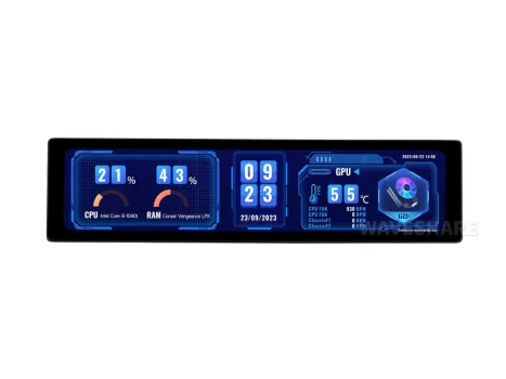 11,9 hüvelykes IPS kijelző, 320 × 1480 pixel, edzett üveg panel, HDMI interfész,  érintő kijelző
