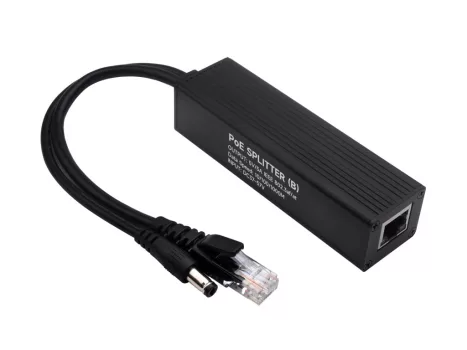 Ipari Gigabit PoE osztó, 5 V 5 A-es DC (5.5 / 2.1 mm) kimeneti port, beépített MPS vezérlőchip, nagyobb biztonság és stabilitás