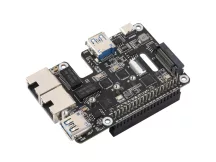   PCIe - USB 3.2 Gen1 / 2.5G ETH / M.2 NVMe adapter Raspberry Pi 5-höz, támogatja az NVMe protokollt, M.2 SSD meghajtót, kibővíti a 2 csatornás USB 3.2 portokat és a 2 csatornás Ethernet portokat