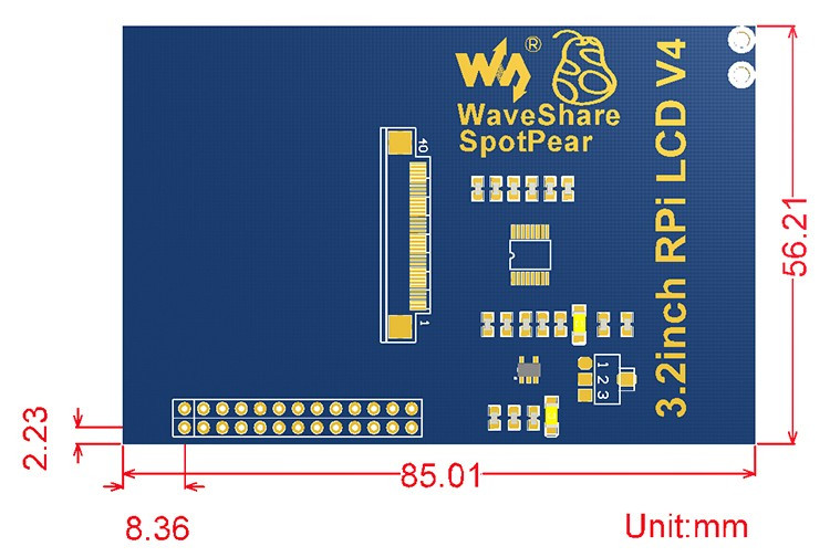 3.2 inch LCD, 320×240 Raspberry PI érintőkijelző 3 nyomógombbal